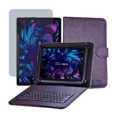 Imagem de Capa c/ Teclado + Película HD TPU Exclusiva p/ Vision Tab 10 - DaiCase