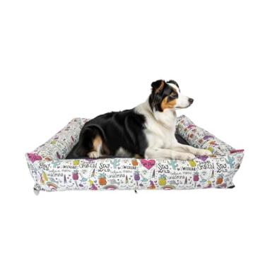 Imagem de Cama Para Cachorro Grande 100x87 Cm IMPERMEÁVEL ACQUABLOCK Resistente - Pet Querido (UNICÓRNIO + PRETO)