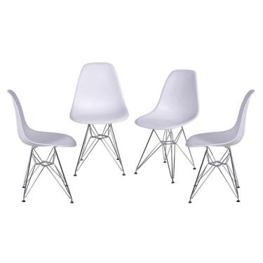 Imagem de Kit 4 Cadeiras Boxbit Dkr Eames Base Cromada Branca