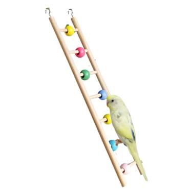 Imagem de Escada de escalada de papagaio pendurada para gaiola de pássaros, papagaio de madeira para escalar escada pendurada, brinquedo com contas coloridas móveis, brinquedo interativo de pássaros para