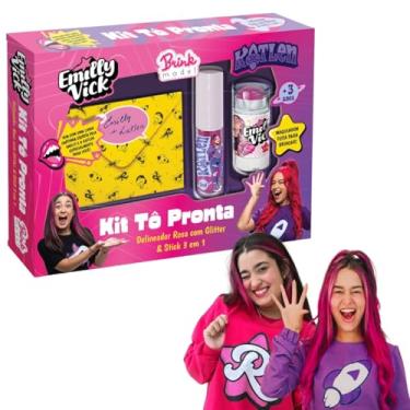 Imagem de Kit Make Emilly Vick E Katlen Delineador Rosa E Stick 3 Em 1