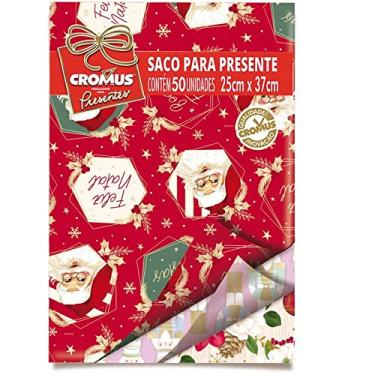 Imagem de Saco de Presente, Cromus, Metalizado, 60x90 cm, Estampas de Natal Sortidas, Pacote com 25 Unidades