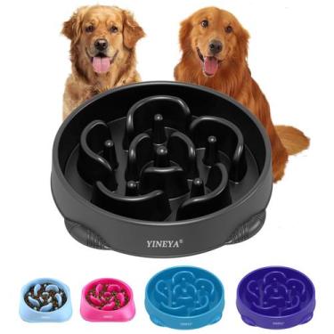 Imagem de Taça para cães Slow Feeder YINEYA, 4 xícaras para raças grandes, preta