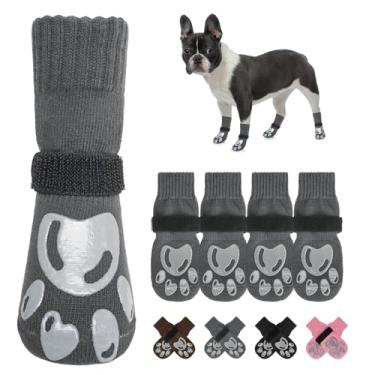 Imagem de BEAUTYZOO Meias para cães para evitar lamber patas - botas de cachorro e protetores de patas com garras em pisos de madeira, sapatos para cães para pavimento quente/frio pequenas, médias grandes