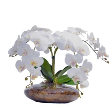 Imagem de Arranjo Flores 4 Orquídeas Brancas Toque Real Vaso Grande - La Caza St