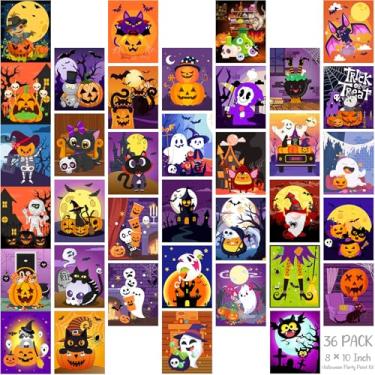 Imagem de Harloon 36 peças 20 x 25 cm tela pré-desenhada de Halloween para pintura em tela pré-esticada para beber e pintar artigos de festa para adultos e crianças