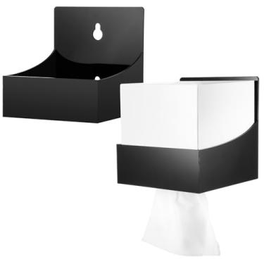 Imagem de Geelin 2 peças de suporte de caixa de lenços de papel para montagem na parede, dispensas de acrílico, luvas de prateleira, lenços, organizador de guardanapos de papel para cima ou para baixo, para