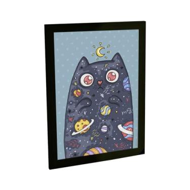 Imagem de Quadro Decorativo Grafite Arte De Rua Ilustração Gato Preto Decoração Poster Quarto Sala