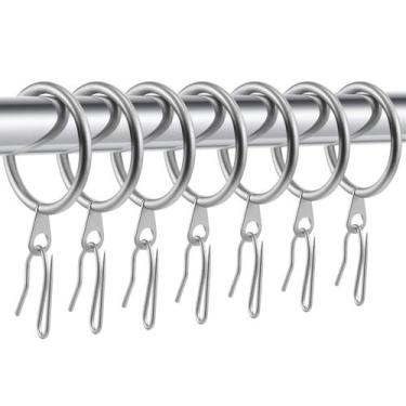 Imagem de Anéis de cortina Hotop Metal Drapery 30 unidades com ganchos prateados