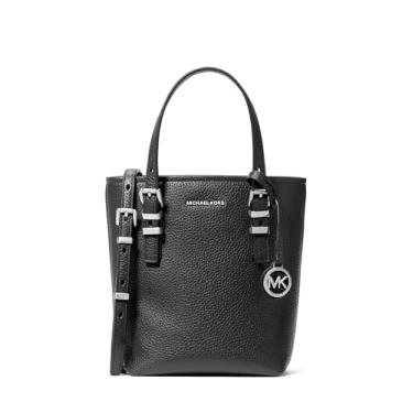 Imagem de Michael Kors Quinn Bolsa tiracolo extra pequena, ferragens prateadas/couro seixo/preta