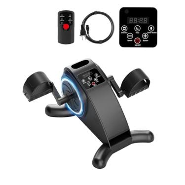 Imagem de Mini exercitador de pedal de bicicleta ergométrica sob a mesa, configuração motorizada, pedal exercitador, ciclo de perna/braço para idosos, ajuste de velocidade de 12 níveis