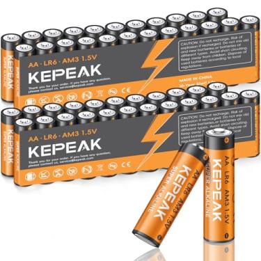 Imagem de KEPEAK Pacote com 48 pilhas AA, pilha alcalina dupla A - potência de longa duração de 1,5 V, vida útil de 10 anos, design à prova de vazamento, essencial para uso doméstico e escritório