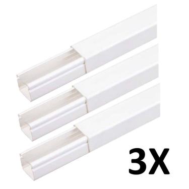 Imagem de Kit 3 Canaletas Cabos Fios Fita Dupla Face 2Mt Branco