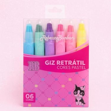 Imagem de Giz De Cera Retrátil Rebecca Bonbon Tons Pastel Com 6 Cores SkyPaper