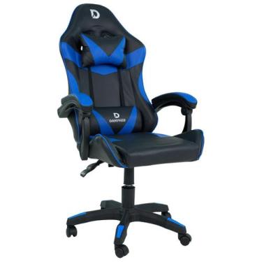 Imagem de Cadeira Gamer Escritório Reclinável Ergonômica Em Couro - Dampher, Azu