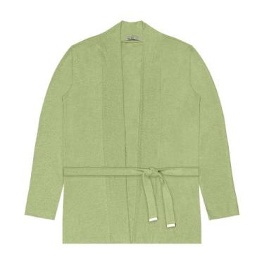 Imagem de Cardigan Feminino Plus Size Em Tricot Secret Glam Verde, Plus G2, Verd