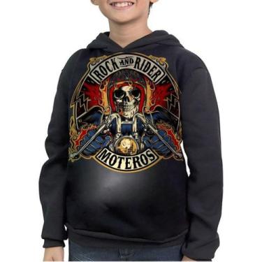 Imagem de Casaco Moletom Infantil Rock And Rider Moteiro - smoke, Preto, 8