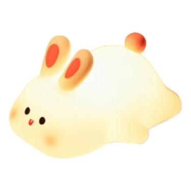 Imagem de Abajur Coelhinho LED Quarto Infantil Bebê Decoração Mesa Luz Noturna Noturna Silicone Bivolt Design Fofo Cor Branca