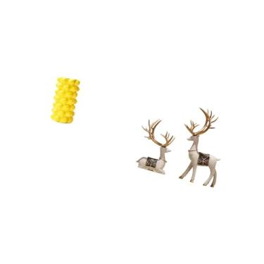 Imagem de Fenteer Vaso de Flores de Porcelana E Ornamentos de Estátua de Rena para Mesa de Sala de Estar, Decoração de Mesa com Recipiente de Plantas E Estatuetas de Ve