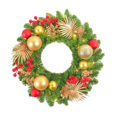 Imagem de Generic Guirlanda de Natal com agulhas de artificiais, decoração de Natal para pendurar em casamento, para lareira, janela, escritório, parede, Bola de Ouro 40x8cm