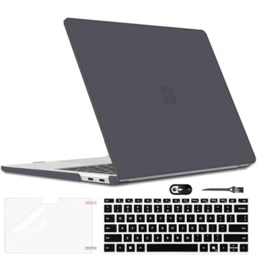 Imagem de LCMOCICO Capa para laptop Microsoft Surface de 13 polegadas versão 2025 (modelo mais recente), capa rígida de plástico leve resistente a arranhões para laptop Microsoft Surface 13 2095, preto fosco