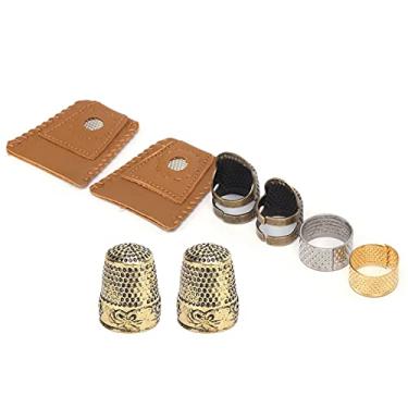 Imagem de GLOGLOW Protetor de Dedo de Costura, Material de Cobre Durável, Conjunto de Dedal de Couro Confortável para Bordados à Mão, Bordados e Projetos DIY