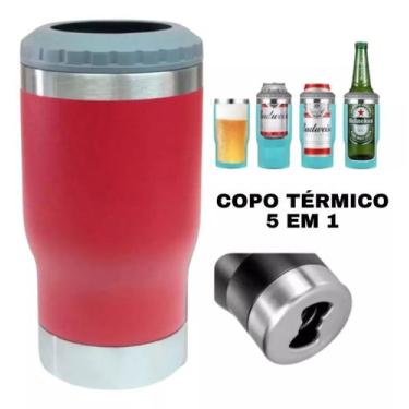 Imagem de Copo Térmico Long Neck Cerveja Latinha Latão Inox Vermelho - SWEET HOM
