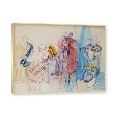 Imagem de NHLDZYH Moldura champanhe. Folhas impressionistas, (músicos mexicanos) de Raoul Dufy, reprodução de quadros, quadros de pinturas famosas, imagem murais quartos. 60x80cm