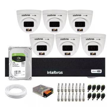 Imagem de Kit 6 Cameras Full Color Com Audio Intelbras Dvr 8 Canais Mhdx 3008c C/ 1 Tera