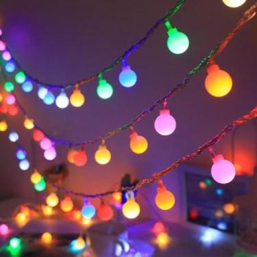 Imagem de Luzes de Natal, Pisca Pisca Natal Branco Quente, 10m de Comprimento 66 lâMpadas Decoração para Festas Natal, Recarregável Por Usb(RGB 10 Metros lâmpada,2)