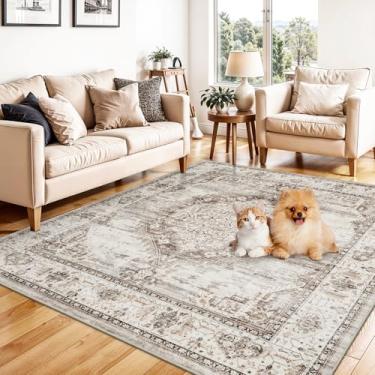 Imagem de Tapete lavável para sala de estar de 1,5 m x 12,8 m: tapetes quadrados ultrafinos macios para área oriental, antiderrapante, tapete de casa de fazenda, tapetes de interior finos resistentes a manchas