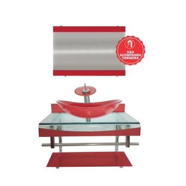 Imagem de Gabinete de Vidro 90cm para banheiro Luxemburgo - EKASA, Vermelho Ferr
