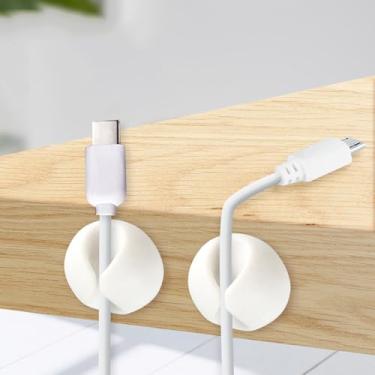 Imagem de Clipes de cabo organizador de cabos adesivos para mesa, parede, carro, gerenciamento de fios, conjunto de clipes para carregamento de fones de ouvido USB