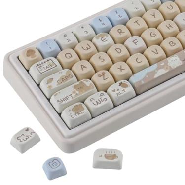 Imagem de Teclas MOA, 132 teclas Milk Tea Bear PBT personalizadas, conjunto de teclas de sublimação de tinta para teclado mecânico MX Switchs