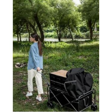 Imagem de J&V TEXTILES Carrinho de carrinho dobrável com rodas dobrável – Carrinhos de mão dobráveis utilitários resistentes para mercearia, esportes, jardim, compras, acampamento, acampamento (capacidade de