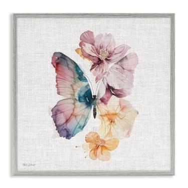 Imagem de Stupell Industries Arte giclée emoldurada preta de borboleta de beleza emergente, design por Nicole DeCamp, 12 x 12