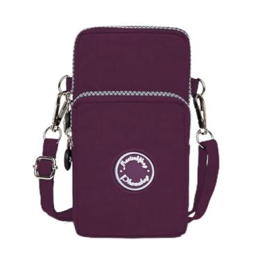 Imagem de Bolsas transversais para mulheres, bolsa de telefone pequena de nylon, bolsa de moedas, carteira feminina (roxa)