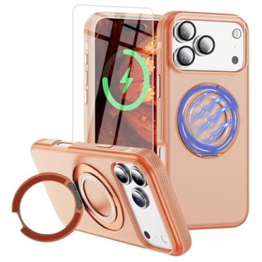 Imagem de Bonkier Capa para iPhone 17 Pro [compatível com Magsafe] [proteção contra quedas de grau militar de 15 pés] com protetor de tela e protetor de lente, capa de telefone com suporte à prova de choque