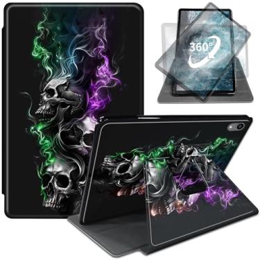 Imagem de WZCJDHMJ Capa para iPad Air de 13 polegadas (M3) 2025, (M2) 2024-360 graus de rotação em pé PU capa de couro PU com hibernação automática despertar, caveira fumê