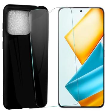 Imagem de MAOUICI Capa para celular Oukitel C69, capa macia de TPU antiimpressão digital, para Oukitel C69 protetor de tela de vidro temperado [1 unidade] [6,7 polegadas]