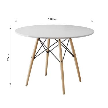 Imagem de Conjunto De Mesa Eiffel Redondo Tampo De Madeira 110Cm Branco Com 4 Cadeiras Katrina Vermelha