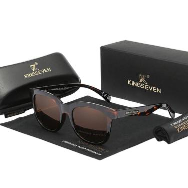 Imagem de Óculos De Sol Masculino Redondo Quadro Completo Kingseven 788 Marrom