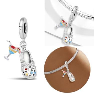 Imagem de 1 peça de berloque de prata elegante para mulheres, faça você mesmo e roupa diária combinando joias decoração presente para mamãe, 28.24*13.9mm, Prata, Sem Pedra Preciosa