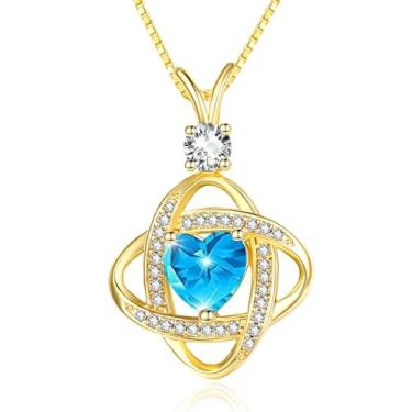 Imagem de HeartMelody Colar infinito feminino banhado a ouro branco 14 K 18 K delicado coração pingente de pedra do mês de nascimento, colar diário, aniversário, presente de aniversário para esposa e mãe