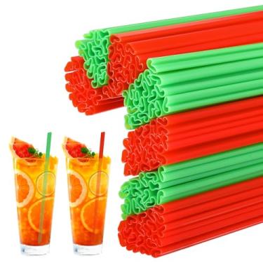 Imagem de Potchen 100 Pçs Canudos de Plástico em Forma de Bengala Doce de Natal Descartáveis para Coquetel Festa de Natal Artigos de Festa de Aniversário (Vermelho, Verde)
