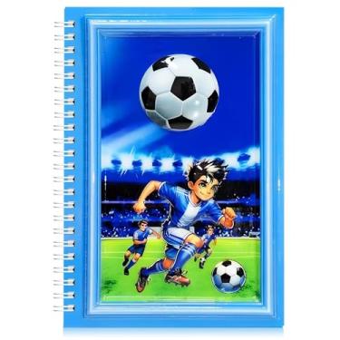 Imagem de omatek smart technologies Caderno espiral A5 com capa brilhante 3D – Caderno de capa dura fofo com 80 folhas – Caderno escolar para crianças, meninas e meninos – Pequeno jogador de futebol