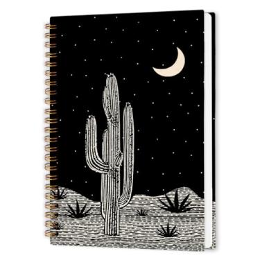 Imagem de nvucamd Caderno espiral de cacto ocidental, caderno preto do deserto ocidental, cadernos vintage do sudoeste para mulheres, presentes de material escolar de vaqueira, escritório, 14 x 21 cm
