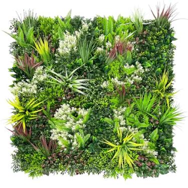 Imagem de ODTORY Painéis de parede de plantas artificiais: 50.8 cm × 50.8 cm 16P UV-Anti Faux Grass Wall Backdrop Boxwood Ivy Fence Tela de privacidade de folhas de vegetação falsa para ambientes externos