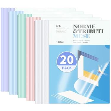 Imagem de WORPSON Pacote com 20, capas de relatório transparentes com barra deslizante, capacidade para 50 folhas – Pastas de apresentação para letras e folhas A4, fichários de currículo e documentos para