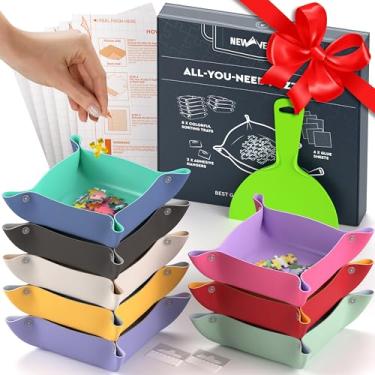 Imagem de Newverest All-You-Need Puzzle Set: 8 Puzzle Sorting Trays for up to 2000 Pieces, 6 Glue Sheets, 1 Large Scraper & 2 Adhesive Hangers in Gift-Ready Packaging – Must-Have Saver Kit for Puzzle Lovers